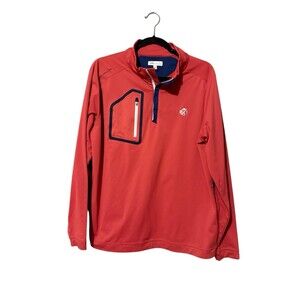 Peter Millar Crown Forge Performance 1/4 Zip Pullover Size L Salmon Pink READ
